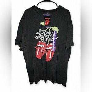 The Rolling Stones Black Tee with Red and White Logo